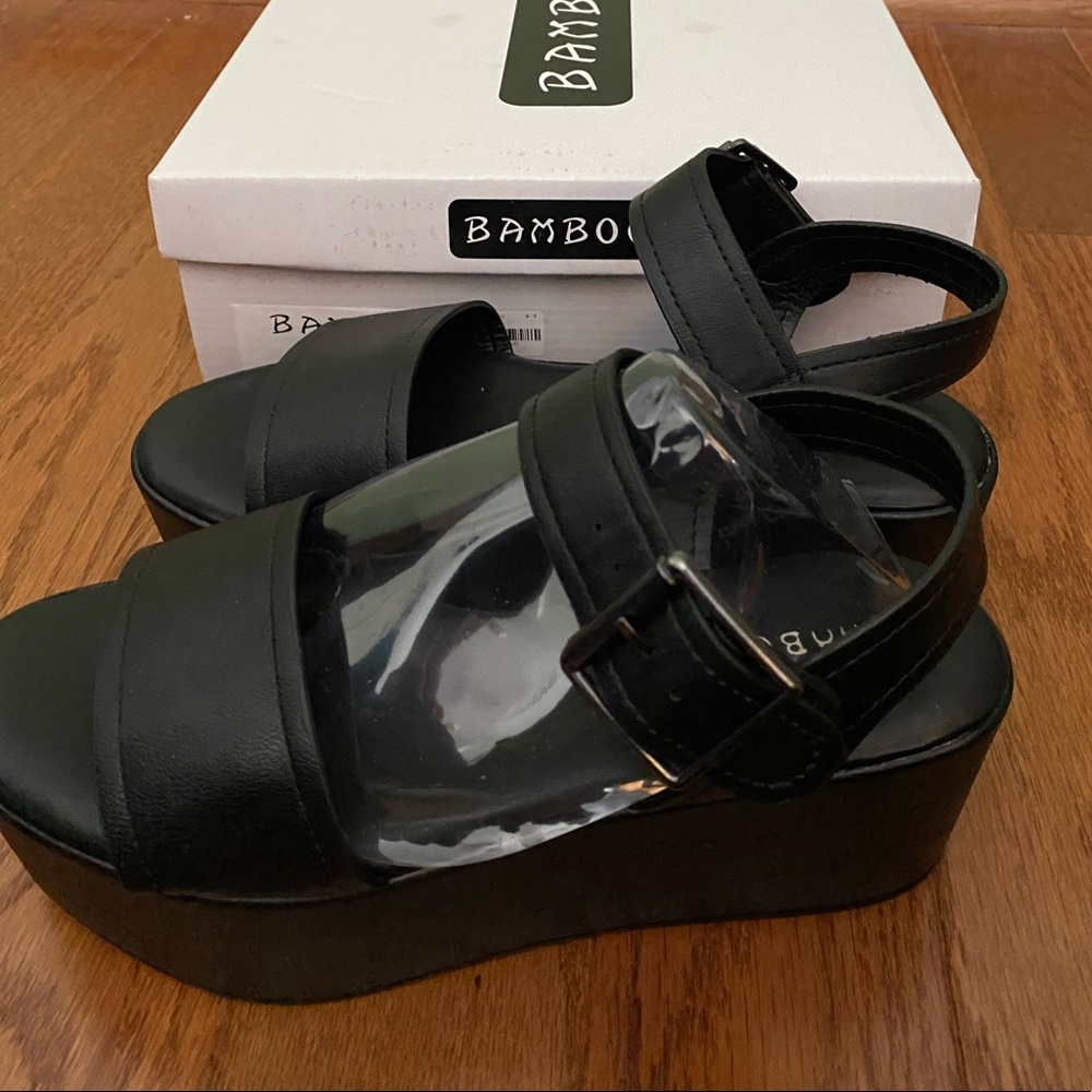Bamboo Black Platform Footbed Sandals